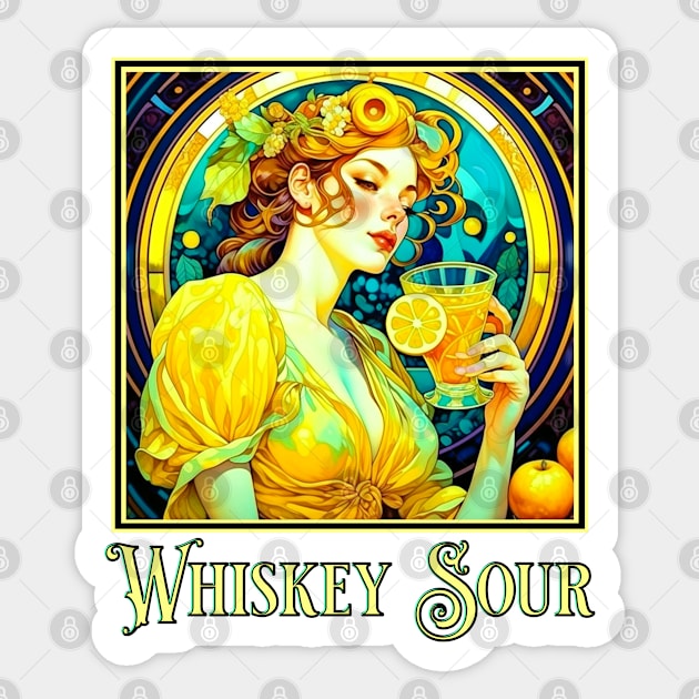 Art Nouveau Whiskey Sour Sticker by HolidayBug